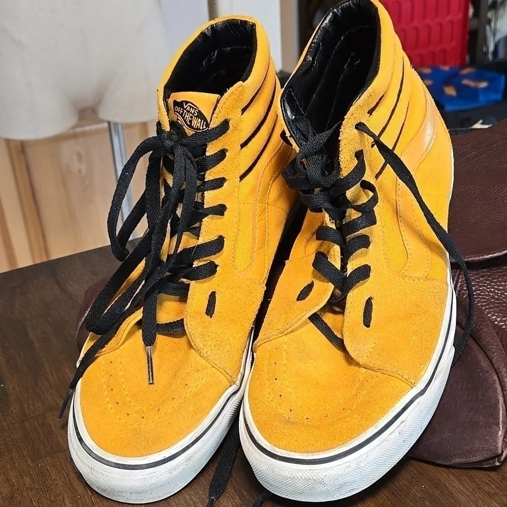 Vans Yellow Suede Canvas Hightops Unisex Mens 8 Womens 9.5 Skater Streetwear